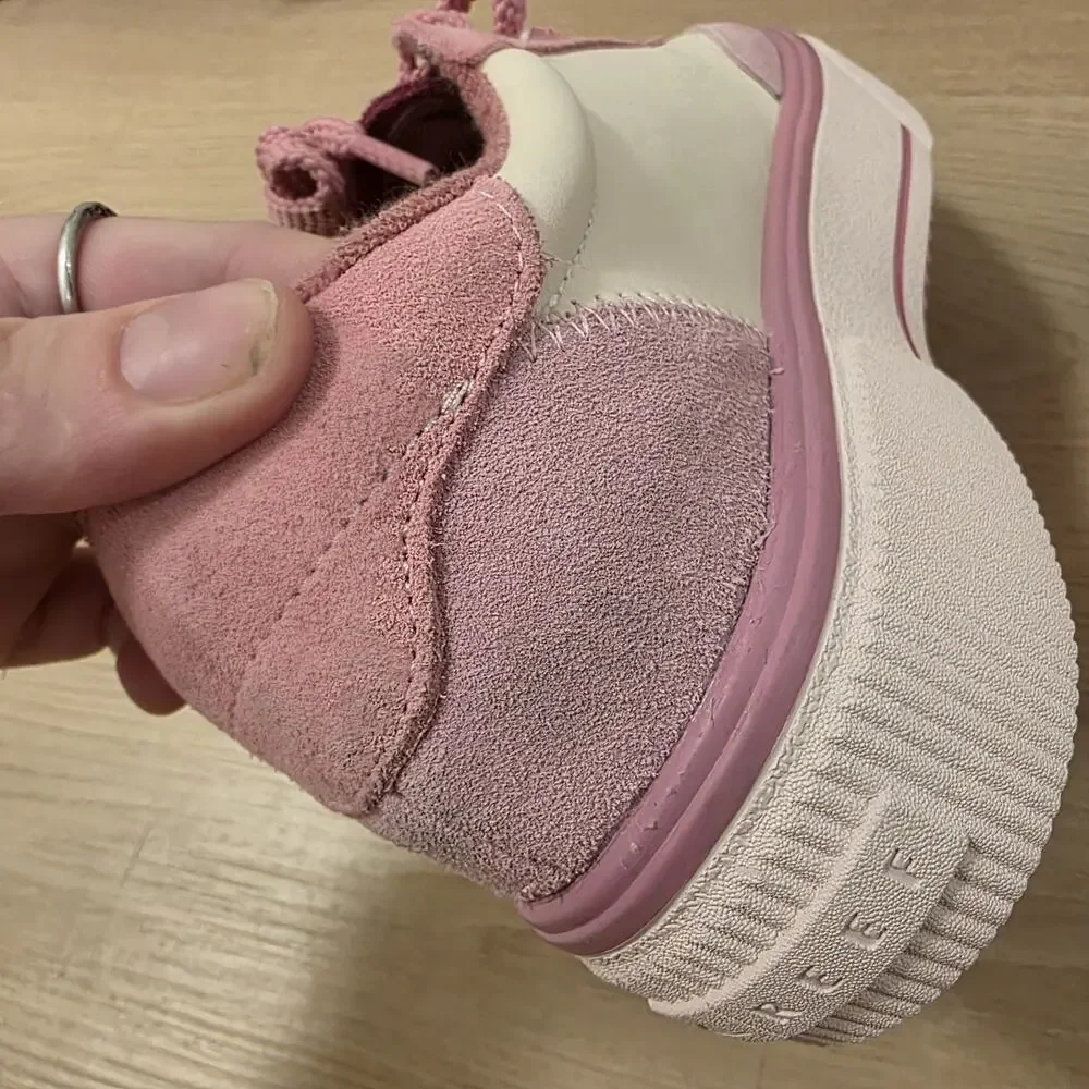 Reef Pink White Suede Lay‎ Day Lift Platform Cute Outdoor Sneakers Size 8.5 - Picture 7 of 13